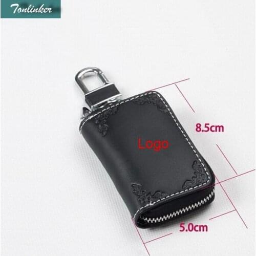 Tonlinker 1PCS Car NEW leather two color leather car key cover case Stickers for Mitsubishi ASX Pajero Sport Outlander Lancer EX
