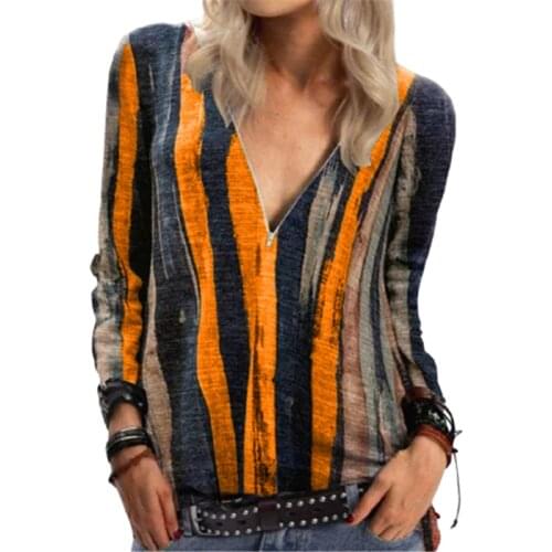 Fashion Vertical Stripe Zipper V-Neck Women Top Spring Autumn Casual Long Sleeve T-shirt Elegant Street Oversized Tshirt Ladies