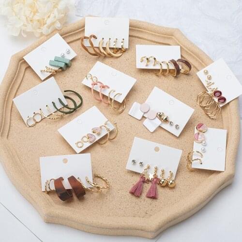 LATS Womens Earrings Set Pearl Crystal Earrings for Women Vintage Boho Tassel Acrylic Earrings 2020 Geometric Earings Jewelry