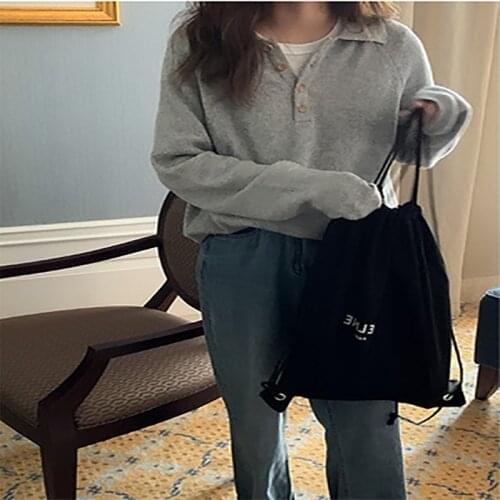 2021 new regular spring and autumn retro navy blue lapel striped sweater cardigan trendy female jacket