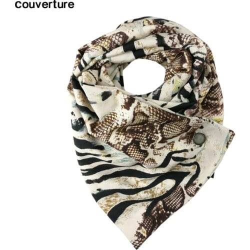 Couverture High Quality Women Silk Scarf Leopard Zebra Snake skin Print Pattern Foulard Silk Shawls and Scarves echarpe femme