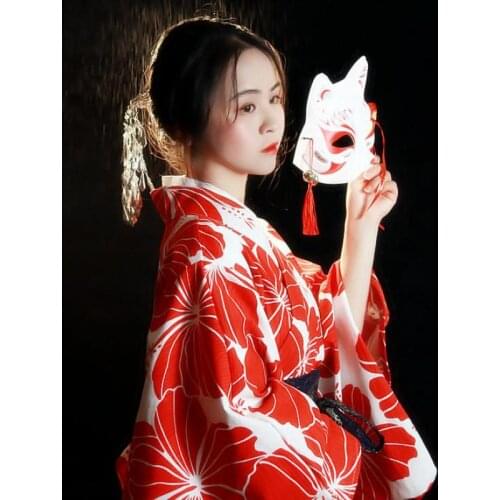 Hot Sale Gods Girls Cosplay Kimonos Bathrobes Retro Flower Japanese Kimono Feminino Kimono Dress Photography Performance