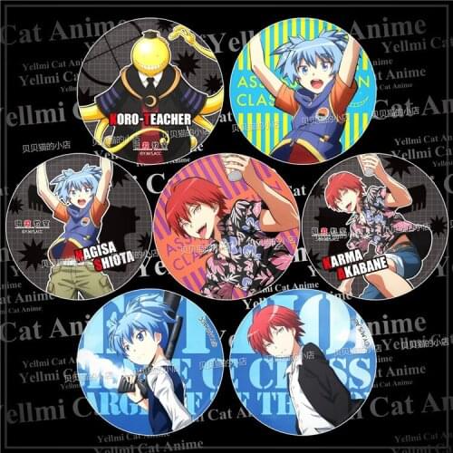 1pc Anime Korosensei Assassination Classroom Teacher Shiota Nagisa Akabane Karuma brooch badge