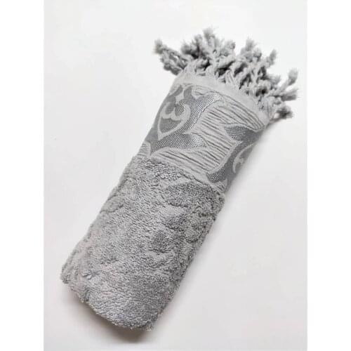 100 cotton Edge Hand Twist Fringed 50x90 cm. Hand Towel Gray 412277285