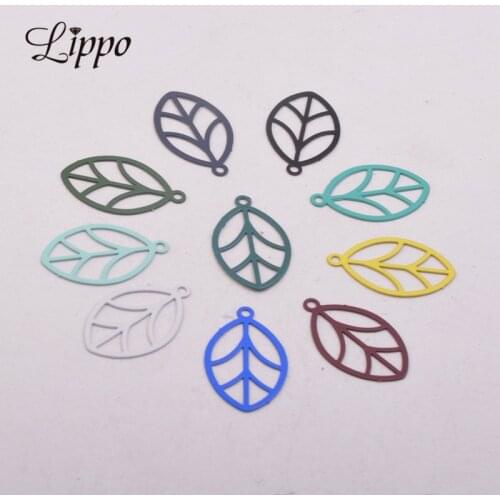 100pcs AC3968 10*27mm Leaf Charms Brass Small Oval Shape Pendant Jewelry Filigree Earrings Findings