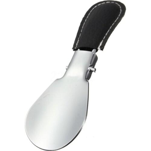 12*3.8cm Professional Foldable Stainless Steel Shoe Horn Long Shoespooner Spoon