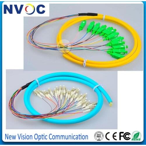 12 Core 1.5M Singlemode,G652D,12fibers SC/APC Bundle Fiber Optic Pigtail+12fibers LC/UPCMM OM3 1.5M Bundle Fiber Optic Pigtail