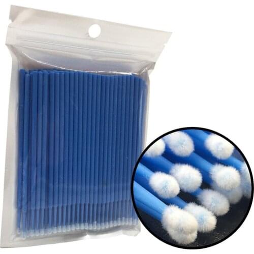 200Pcs Disposable Micro Brush Eyelashes Extension Individual Lash Removing Swab Micro Brush For Eyelash Extension Tools Blue