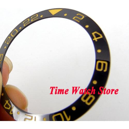 38mm high quality black ceramic bezel yellow marks for mens watches B10