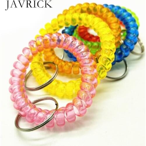 5Pcs Mixed Wrist Coil Keychains Stretch Wristband Key Ring For Gym Pool ID Badge Men Women Unisex Clothes Decoration Gifts