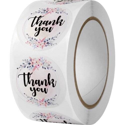 500pcs/roll Thank You Sealing Stickers Floral Design Diary Scrapbooking Stickers Festival Birthday Party Gift Decorations Labels