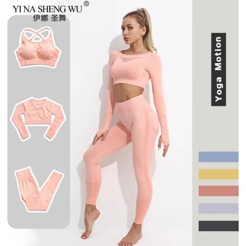 Seamless Yoga Pants Leggings Women Fitness Yoga Set Gym Clothing Sports Suit High Waist Pants Sports Bras Workout Set Sportswear