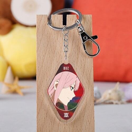 DARLING in the FRANXX Keychain Anime Figure Classic Romantic Hiro Zero Two Cartoon Acrylic Keyring For Women Man Holder Trinket