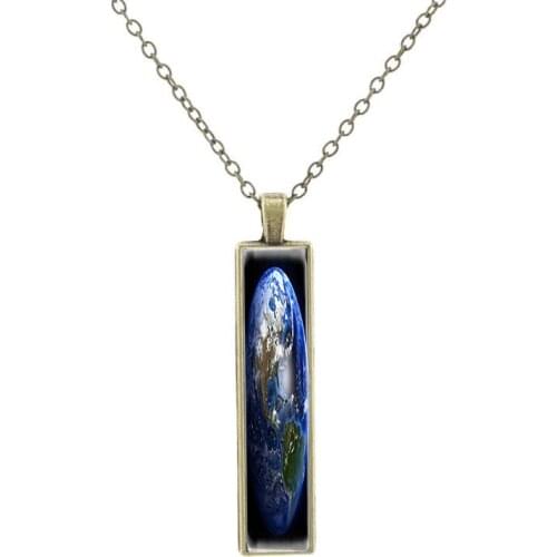 JOINBEAUTY Earth Multi-Pattern Glass Bronze Chain Mens Jewelry Classic Art Picture Glass Pendant Necklace Fashion Send Friend