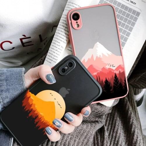 Phone Case For iPhone X XR XS MAX 6s 7 8 Plus SE 2020 11 12 Pro Max Hand Painted Landscape Scenery Back Shockproof Cover Fundas