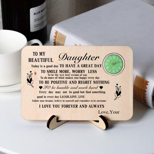 To My Daughter Design Text Ornament Desktop Clock Birthday Xmas Gifts Desk Ornaments