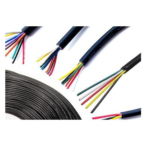 20 AWG 0.5MM2 RVV 2/3/4/5/6/7/8/10/12/14/16/18 Cores Pins Copper Wire Conductor Electric RVV Cable Black