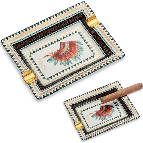 Cigar Gadgets Ceramic Cigar Ashtray 2 Cigars Holder Ash Slot Tobacco Cigarette Ashtray With Gift Box