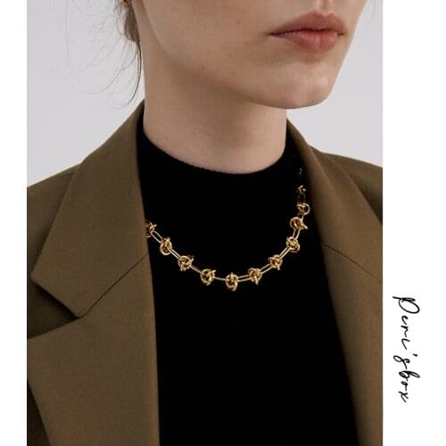 PerisBox Chunky Knotted Chain Necklaces Titanium Steel Twisted Link Choker Punk Hip Hop Trendy Necklaces For Women Jewelry 2021