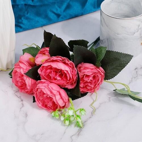 32cm Red Artificial Peony Rose Flowers Bride Bouquet Flower White Wedding Party Home Decorative Scrapbooking Diy Plastic Flowers