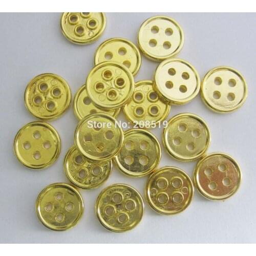 NBNNVK 13MM round gold color shirt buttons 100 pieces Plastic plating buttons 4 holes sewing supplies
