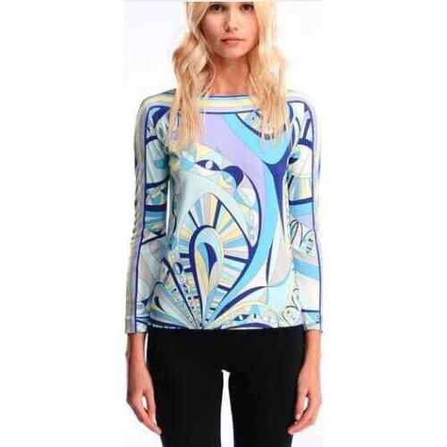 Summer latest Italian fashion color matching mould modern beautiful T-shirt elastic SILK JERSEY