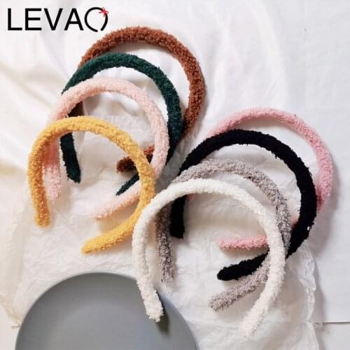Levao Winter Plush Wrap Fine Headbands Candy Color Cute Hair Hoops Hair Bands For Girls 2020 New Hair Accessories Head Bezels