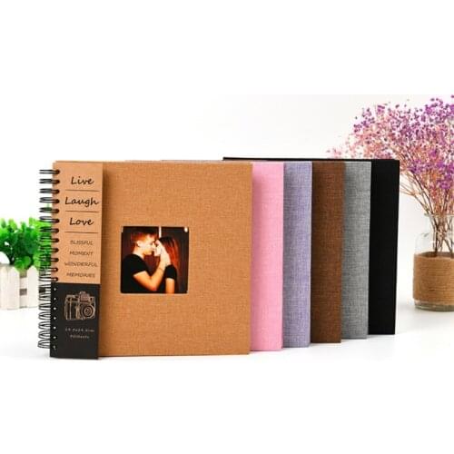New 10-inch Linen Photo Album Open Window Album Coil Handmade DIY Family Album Memory Scrapbook Housewarming Gift