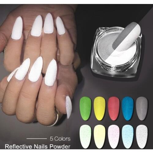 MEET ACROSS 5 Box 8g Reflective Nail Glitter Powder Set Glow In The Dark For Bar Disco Sparkling Pigment Nail Art Decorations