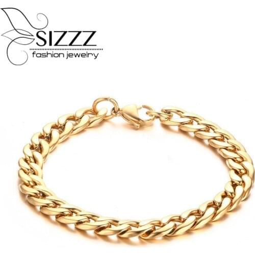 2016 Mens Bracelets 8mm Cuban Curb Chain Link Bracelet Titanium Bracelet Men Jewelry