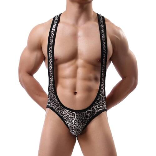 Sexy Leopard Mens Underwear cueca Soft Leather Buttock gay Underwear Breathable Sexy underwear for men ropa interior hombre
