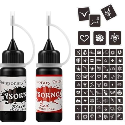 27RC 2 Color Temporary Tattoo Kit for Women Men Kids Fake Tattoos Semi Permanent Tattoo Ink Art Painting