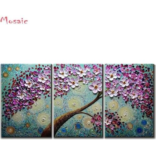 Diamond Painting Kits Blooming Life Abstract flowers tree 3 pcs Full Drill Diamond Embroidery Picture Rhinestone Diamond Mosaic