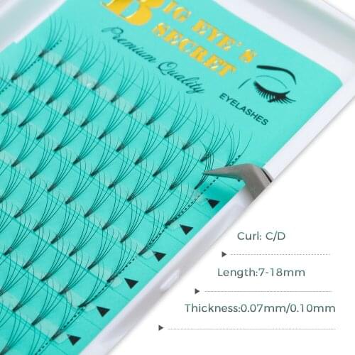 Big eyes secret Lashes Extension Short Stem Premade Fans Faux Mink Pre Made Russian Volume Lashes Eyelash Extension