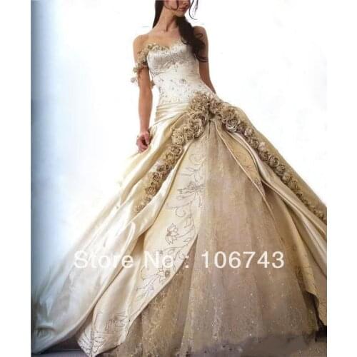 New hot sale sweetheart princess embroidery handmade flowers beading bridal gown vestido de noiva mother of the bride dresses