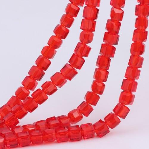 OlingArt Square 3/4/6/8MM Austria Crystal Beads charm Glass Beads Red color Loose Spacer Bead for DIY Jewelry Making