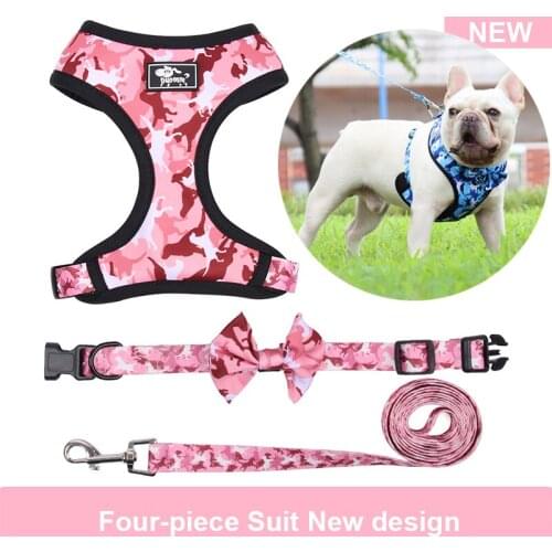 4-in-1 Cat Collar With Pet tie Outdoor Walking Reflective Breathable Adjustable Cats Dog Harness leash With Poop Collection Bags