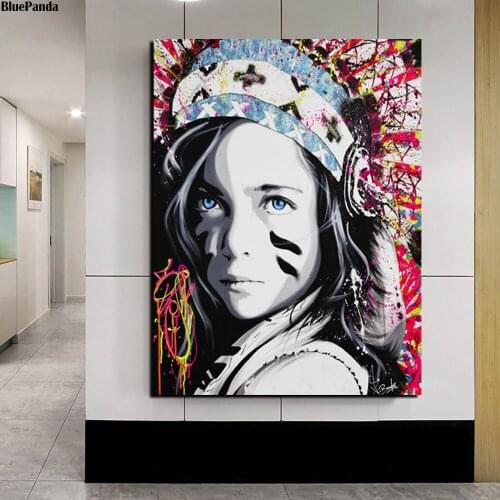 Native Gril Poster Print Sketch Portrait Nordic Style Wall Art Canvas Painting Landscape Picture Home Decor
