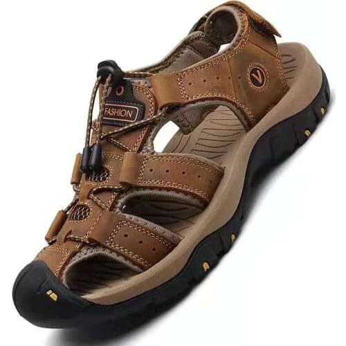 Summer Mens Breathable Sandals Beach Outdoor Casual Shoes Thick Sole Closed Toe Aqua Shoes for Hiking Fishing Shoes