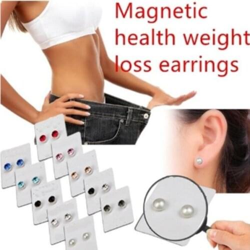 2pc Magnetic Slimming Earrings Weight Loss Acupoints Stud Magnetic Therapy Crystal Earring Fat Burning Slimming Face Lift Tools