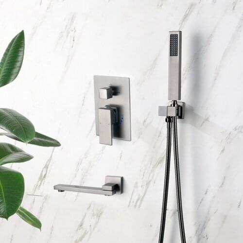 Bathroom Tub Faucet Single Handle Swiveled Spout Mixer Tap with Hand Shower Wall Mounted Bath Faucet Bathtub Faucet Water Mixers