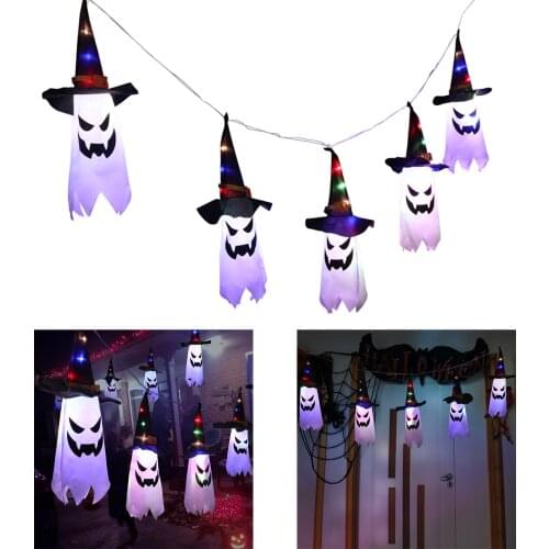 LED Halloween String Light Wizard Hat String Lights Lamp Hanging Home Garden Party Outdoor Halloween Decoration Lantern Light