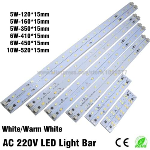10pcs AC 220v High Brightness LED Light Bar Strip Driverless for T5 T8 Tube, 5w 6w 8w 10w 180-260v SMD 5730 led pcb Light Source