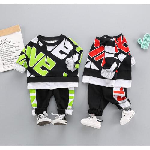 Spring Autumn Cotton Children Clothes Baby Boys Girls sport printe Sport Suits Fashion Toddler Tshirt Pants 2pcs/sets Tracksuits