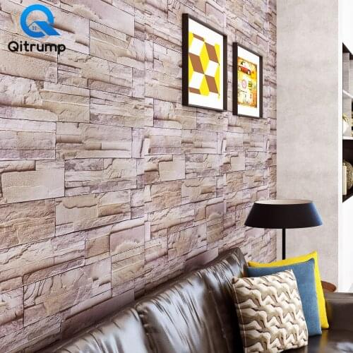 Rustic Vinyl Wall Tiles Stickers 3D Look Brick Wallpaper Home Improvement Contact Paper Roll PVC Industrial Bedroom Living Room