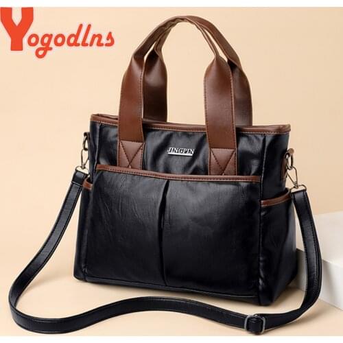 Yogodlns Vintage Large Capacity Handbag Women Casual Handle Bag Multifunction Shoulder Bag 2021 New Crossbody Bag Shopping Purse