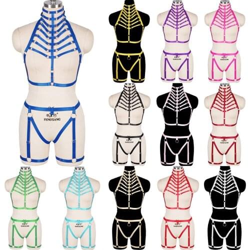Sexy Lingerie Harness Belt Set Hollow Out Garter Belts Top Strappy Bondage Waist Festival Rave Women Bra Suspender Adjuster