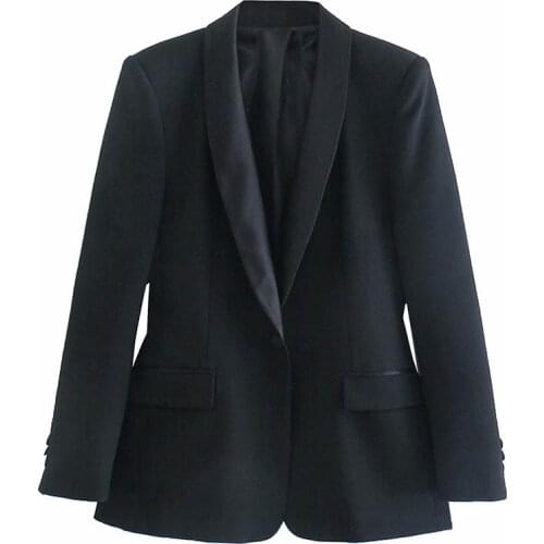 2021 Za New Women Fashion Single Button canonicals Blazer Coat Vintage Long Sleeve pocket Female Outerwear Chic Femme