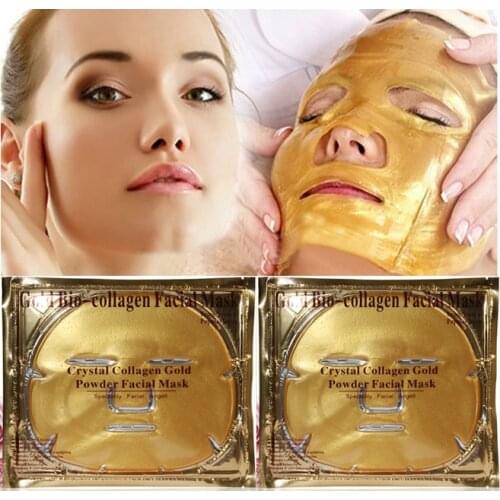 Gold Bio-Collagen Eye Mask 5 pairs+ Facial Mask 5pcs/lot Crystal Gold Powder Collagen Moisturizing Anti-aging 2017 New Hot