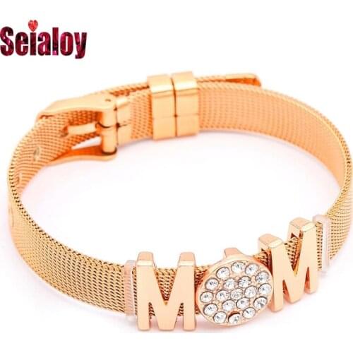 SEIALOY Golden Stainless Steel Bracelet For Men Zircon Stars Charm Brands Mesh Bracelets Fit Women Friends Jewelry Gift